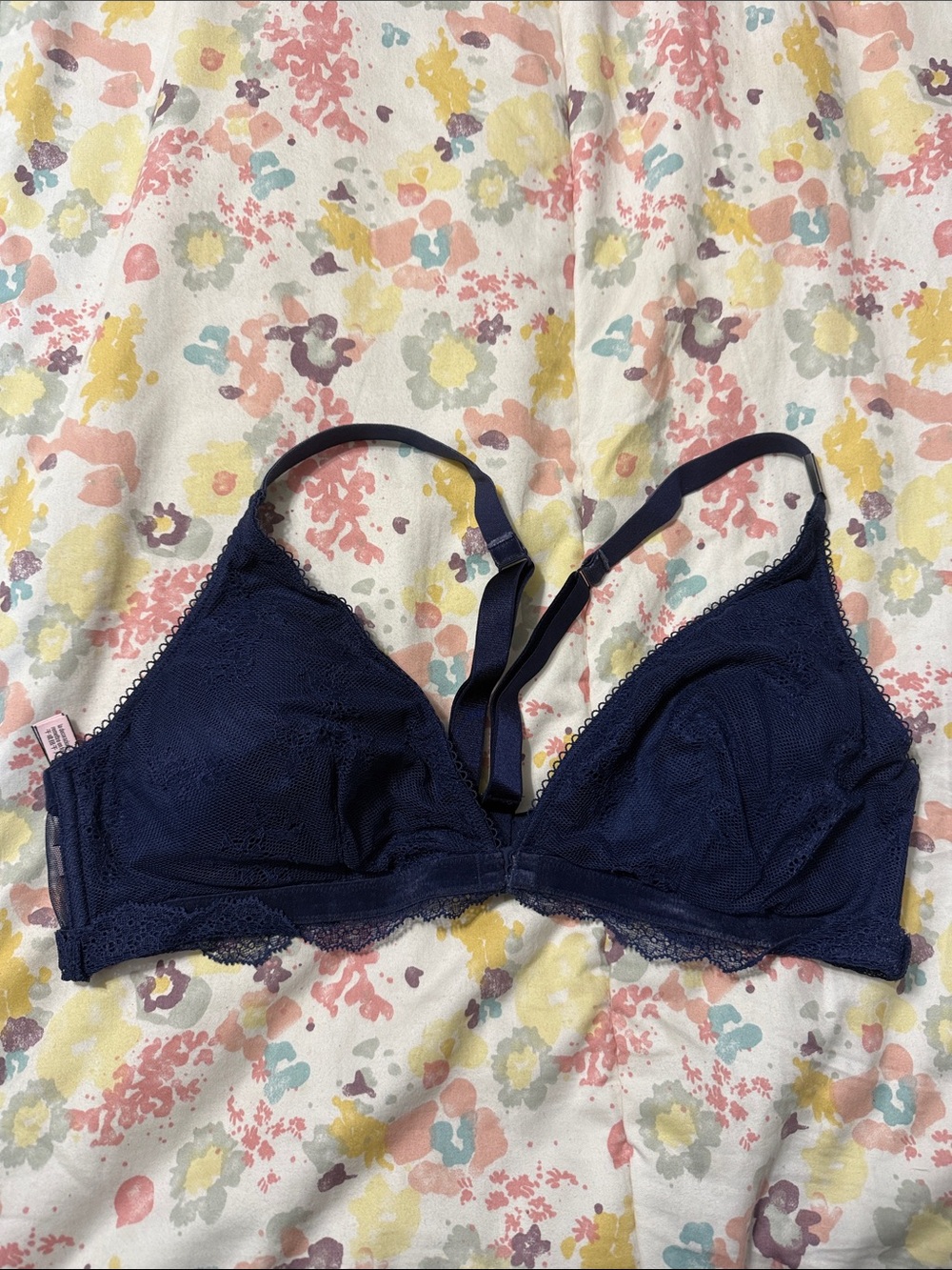 Victoria Secret Lace Wire-Free Bralette - Navy Blue (XL)